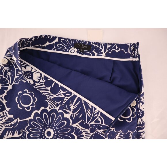 Talbots Navy & White Floral‎ Print High-Waisted Side Button Skirt Size 6 Petite - Picture 7 of 12